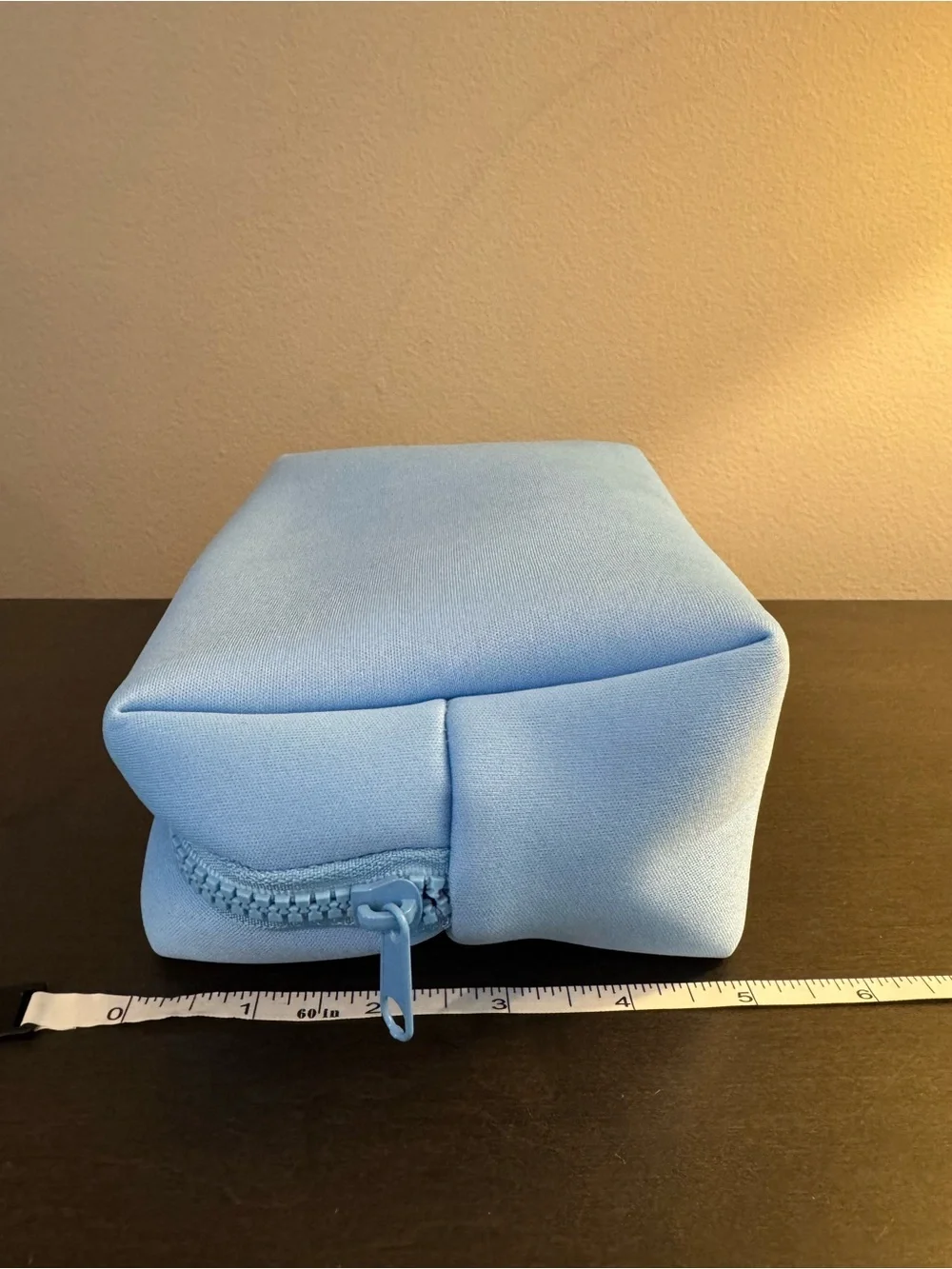 Anthropologie Blue Zippered Makeup Bag 6.5” x 3” x 5” NEW
